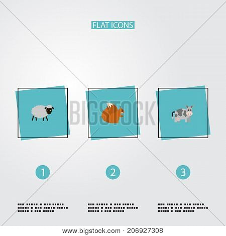 Flat Icons Kine, Chipmunk, Mutton And Other Vector Elements