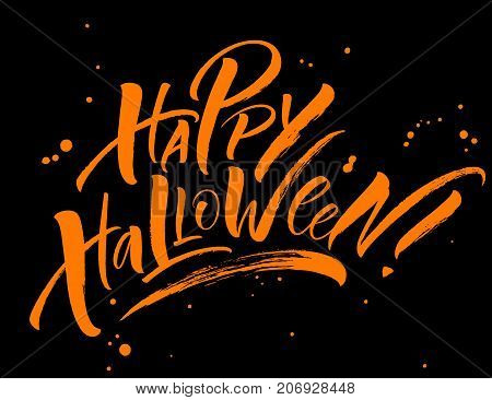 Happy Halloween lettering. Modern calligraphy, vector illustration. Template for posters, banners, web design or photo overlays.