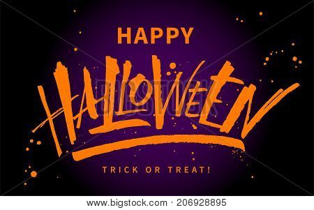 Happy Halloween lettering. Modern calligraphy, vector illustration. Template for posters, banners, web design or photo overlays.