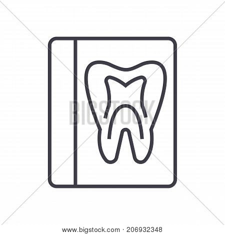tooth record, medical dentist report vector line icon, sign, illustration on white background, editable strokes