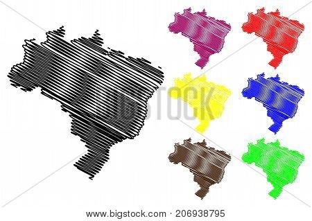 Brazil map vector illustration , scribble sketch Brazilia