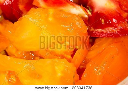 tomato pulp. close-up . Photos in the studio