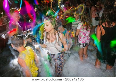 People In A Public Open Foam Party In Side In 2017
