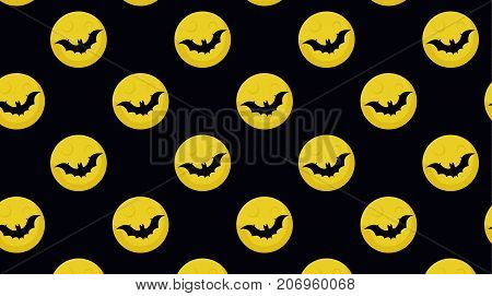 Moon with bat halloween seamless patter. Moon and bat pattern. Vector stock.