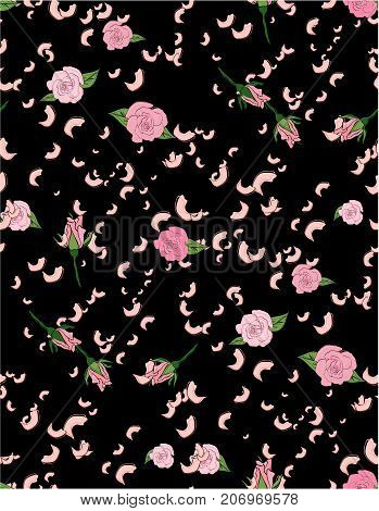 Seamless floral background with bouquets of roses. Vintage pattern for wallpaper fabric digital paper etc. Shabby chic style pattern.