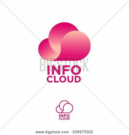 Pink cloud storage logo. Chat or network icon. Cloud computing logo. Cloud info emblems.