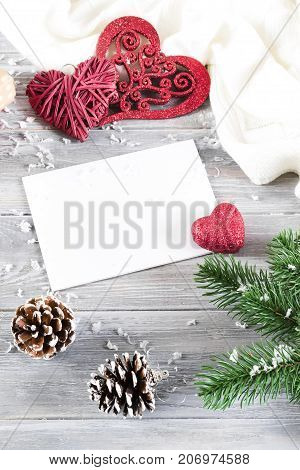 Greeting card for St. Valentine's Day on a gray background