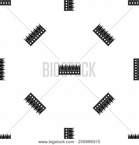 Regal crown pattern repeat seamless in black color for any design. Vector geometric illustration