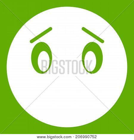 Emoticon white isolated on green background. Vector illustration