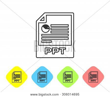 Grey Ppt File Document Icon. Download Ppt Button Line Icon Isolated On White Background. Ppt File Pr