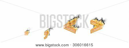 Artistic Design Font, Glowing Fire And Smoke Period (full Stop) Comma And More Or Less Signs Isolate