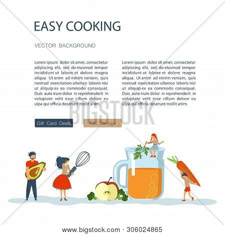 Culinary Art And Cooking Courses Poster, Banner Template. Happy Family Cooking Together A Healthy Gr