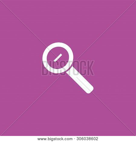 White Search, Zoom Out Icon On Purple. Illustration Isolated Vector Sign Symbol