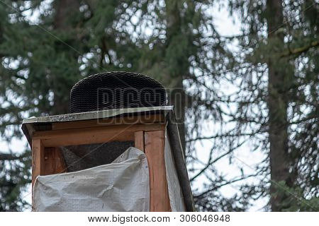 Top Of A Chimney That Is Being Refinished