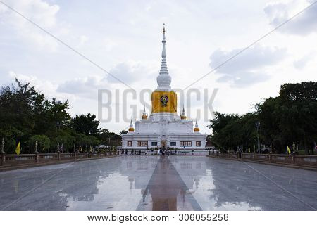 Phra That Nadoon Chedi Or Na Dun Pagoda For Thai People Travel Visited And Respect Praying At Mahasa