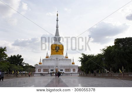 Phra That Nadoon Chedi Or Na Dun Pagoda For Thai People Travel Visited And Respect Praying At Mahasa
