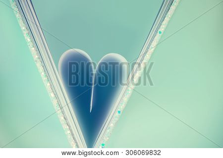 Open Notebook With Empty Whitetexture Pages Making Shape Of A Heart. Personal Diary Or A Book With E