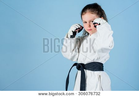 Knockout. Energy And Activity For Kids. Practicing Kung Fu. Happy Childhood. Sport Success In Single