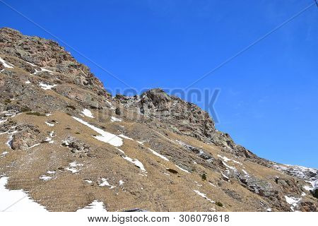 View Of The Rocky Mountains At The Foot Of Mount Elbrus In The Azau Valley In The Mountains Of The N