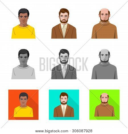 Vector Illustration Of Hairstyle And Profession  Symbol. Set Of Hairstyle And Character  Stock Vecto