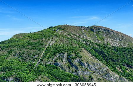 A View Of Pic Du Jer, Lourdes City In The French Pyrenees