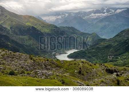 View Of Lanuza Reservoir In Valle De Tena, Huesca, Spain