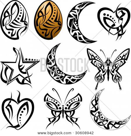 Muna, Moon, sydän, perhonen tatuointi