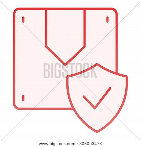 Approved Parcel Flat Icon. Box And Check Red Icons In Trendy Flat Style. Cargo Safety Gradient Style