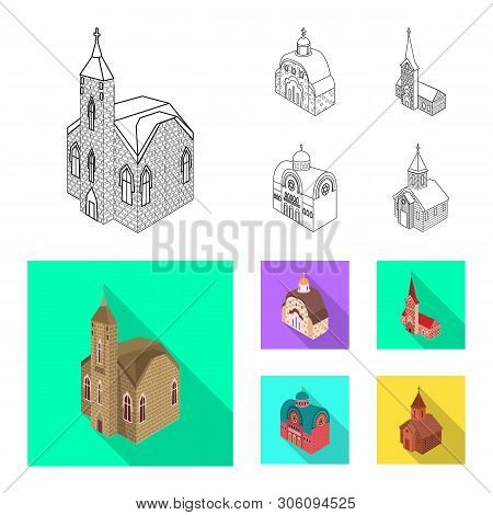 Vector Design Of Temple And Historic Icon. Set Of Temple And Faith Stock Vector Illustration.