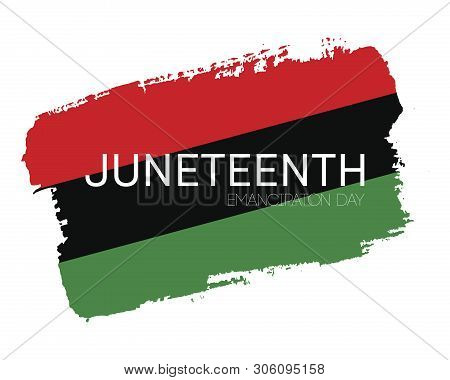 Hand Draw Juneteenth Freedom Day Flag In Vector Format. Flag With Words Emantipation Day For Poster.