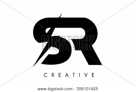 Sr Letter Logo Design With Lighting Thunder Bolt. Electric Bolt Letter Logo Vector Illustration.
