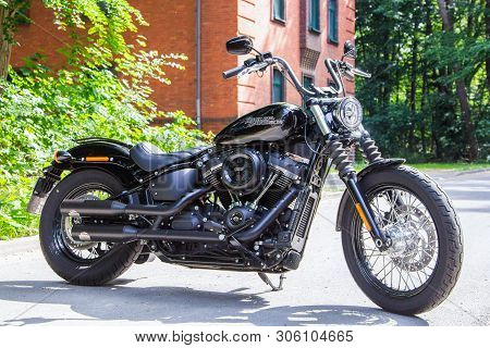 Wunstorf / Germany - June 7,2019: Harley Davidson Motorcycle Stands On A Street. Harley Davidson  Is