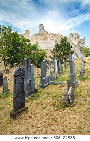 Beckov, Slovakia - August 03, 2015  Castle In Beckov - Slovakia. Jewish Cemetery Near Beckov Castle