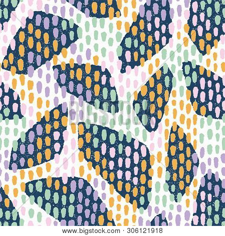 Hand Drawn Abstract Pattern In Trendy Colours.  Simple Textured Shapes Are Perfect Design For Fashio