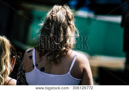 Tel Aviv Israel June 7, 2019 View Of Unknown Israeli Girl Walking At The Carmel Marquet In Tel Aviv 
