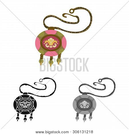 Isolated Object Of Georgian And Amulet Logo. Set Of Georgian And Round  Vector Icon For Stock.