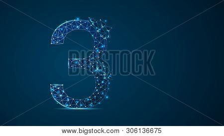 Number Three 2d Low Poly Abstract Illustration Consisting Of Points, Lines, And Shapes In The Form O