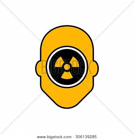 Flat Linear Design. Radiation Icon For Applications, Web Sites And Public Use. Silhouette Of A Human