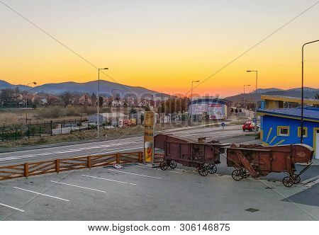 Krivan, Slovakia - March 31, 2019: A Colorful Sunset During A Trip To The High Tatras At The Foot Of