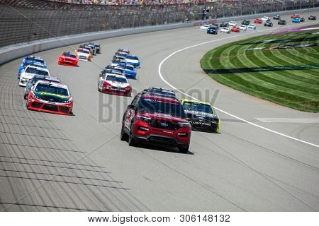 June 08, 2019 - Brooklyn, Michigan, USA: The Xfinity Series battles for position for the LTi Printing 250 at Michigan International Speedway in Brooklyn, Michigan.