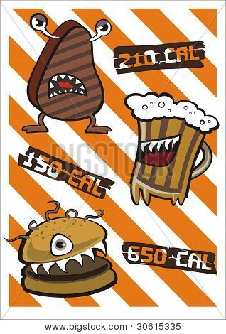 Monster Beer bife e hambúrguer com calorias