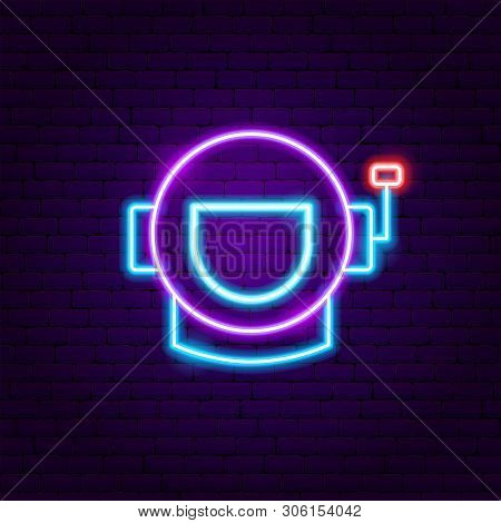 Spaceman Neon Label. Vector Illustration Of Space Promotion.