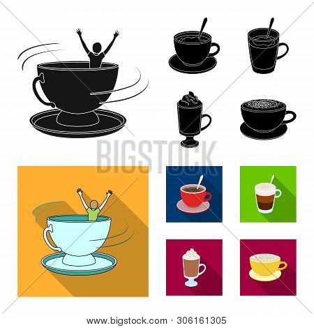 Isolated Object Of Cup And Coffe Symbol. Set Of Cup And Top  Stock Vector Illustration.