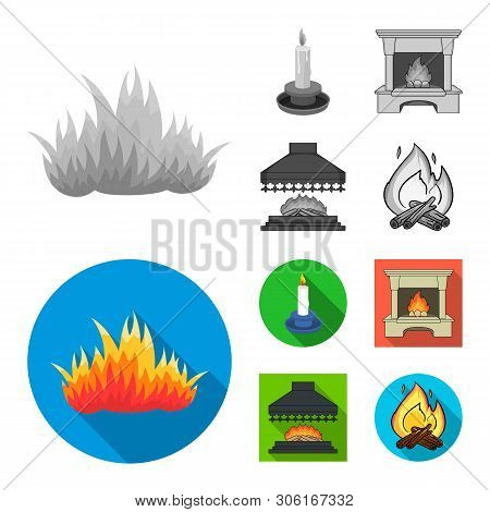 Vector Illustration Of Fire And Flame Symbol. Set Of Fire And Fireball Vector Icon For Stock.