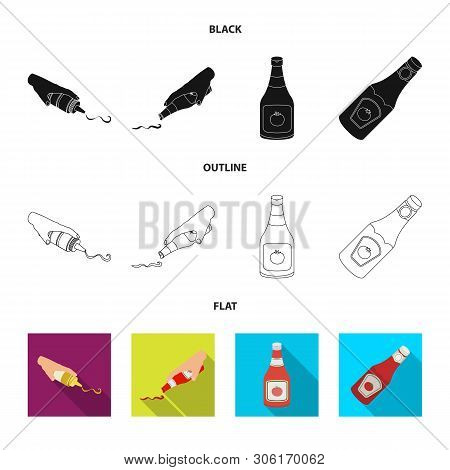 Vector Illustration Of Sauce And Condiment Symbol. Collection Of Sauce And Bowl Vector Icon For Stoc
