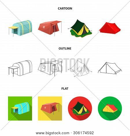 Isolated Object Of Tent  And Camp Icon. Set Of Tent  And Forest Vector Icon For Stock.