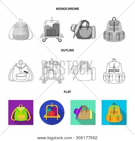 Vector Illustration Of Backpack And Bag  Icon. Set Of Backpack And School Stock Vector Illustration.