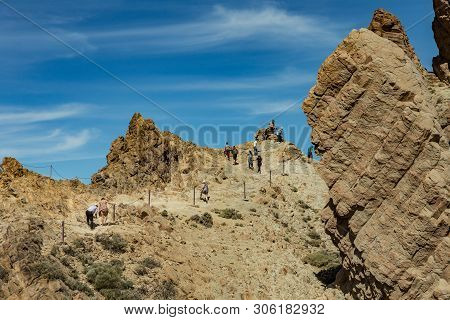 Most Recognizable View Of Mount Teide On Tenerife. Beautiful Landscape In The National Park On Tener