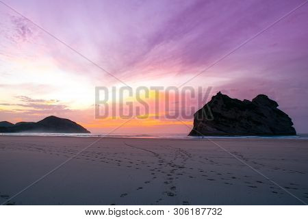 The Beautiful Rock Formats Off The Coast At Wharariki Beach