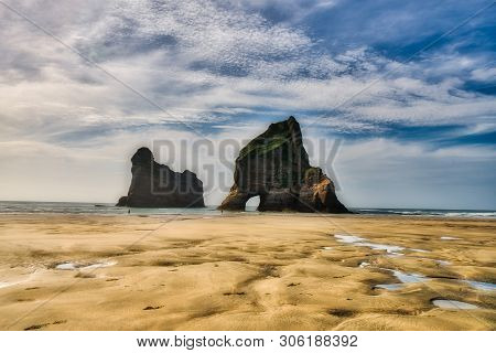 The Beautiful Rock Formats Off The Coast At Wharariki Beach